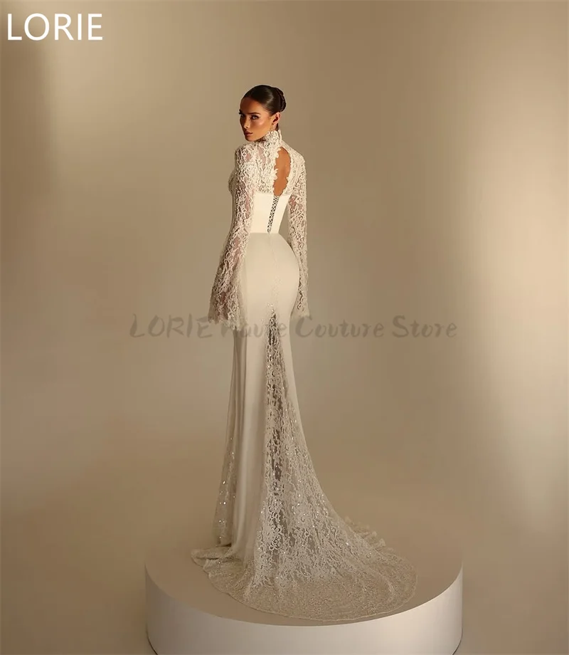LORIE Elegant Mermaid Wedding Dresses Lace Appliques Soft Bridal Gowns Long Sleeves Vintage Country Wedding Gown Customized 2025