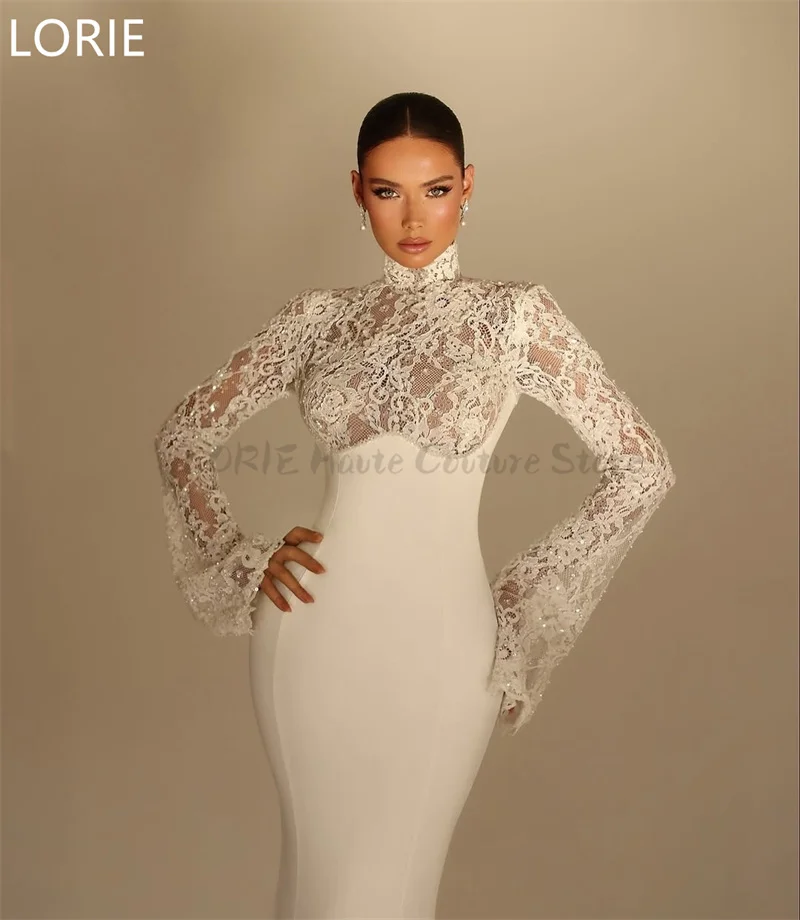 LORIE Elegant Mermaid Wedding Dresses Lace Appliques Soft Bridal Gowns Long Sleeves Vintage Country Wedding Gown Customized 2025
