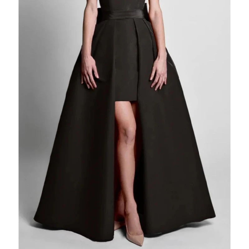 Modern Black Satin Detachable Wedding Train Purple Removable Bridal Overskirt Pink Formal Party Skirt Customized