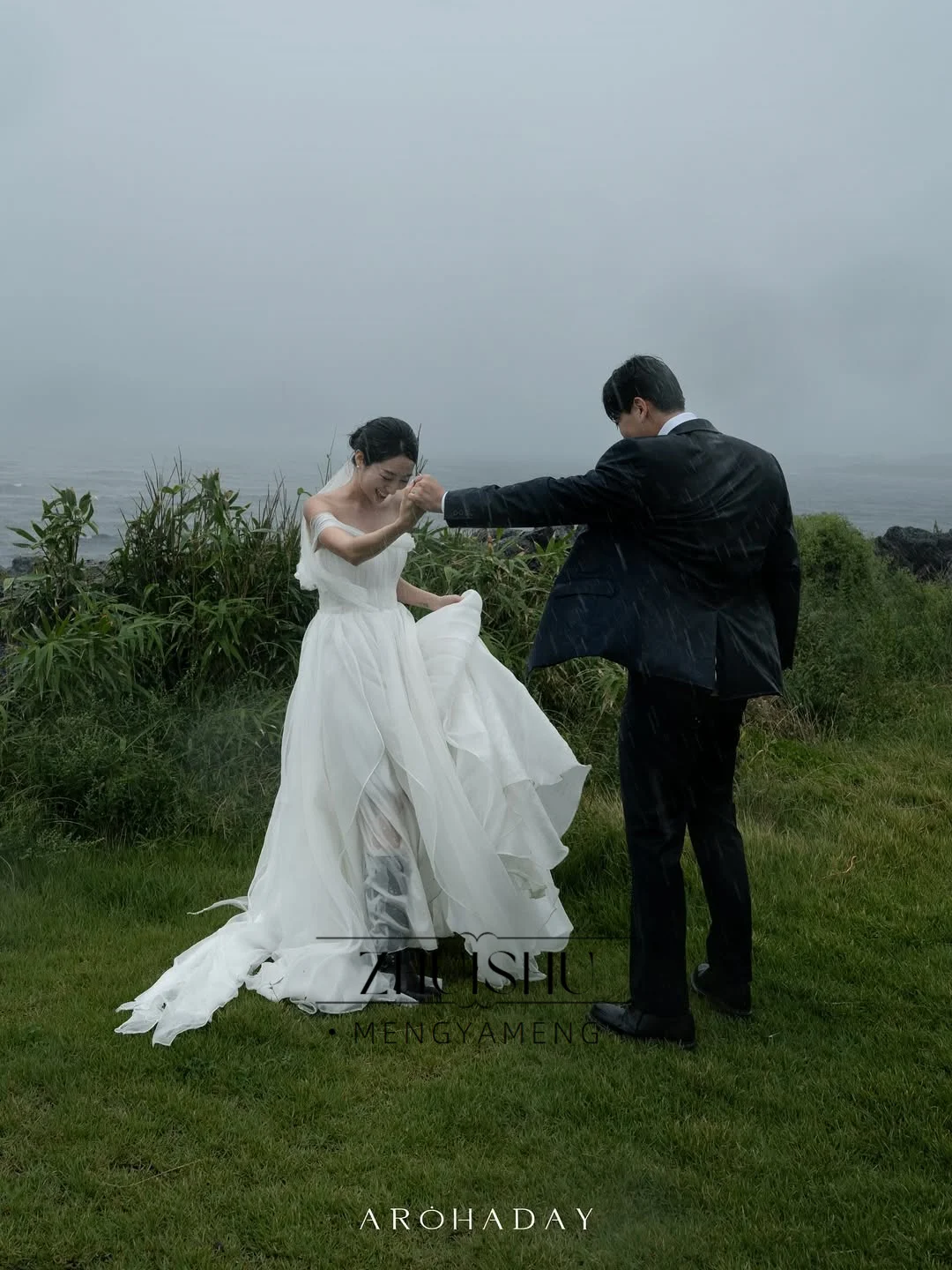 ZHUISHU Off the Shoulder Outdoor Korean Wedding Dresses Photo Shoot A Line Soft Tulle Bridal Gown Customized Self-Wedding Gown
