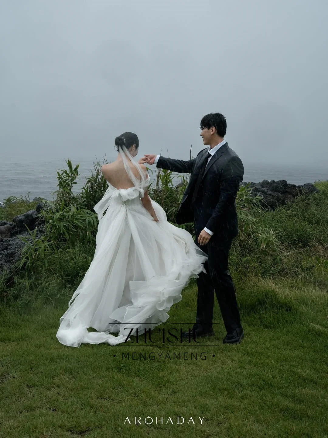 ZHUISHU Off the Shoulder Outdoor Korean Wedding Dresses Photo Shoot A Line Soft Tulle Bridal Gown Customized Self-Wedding Gown