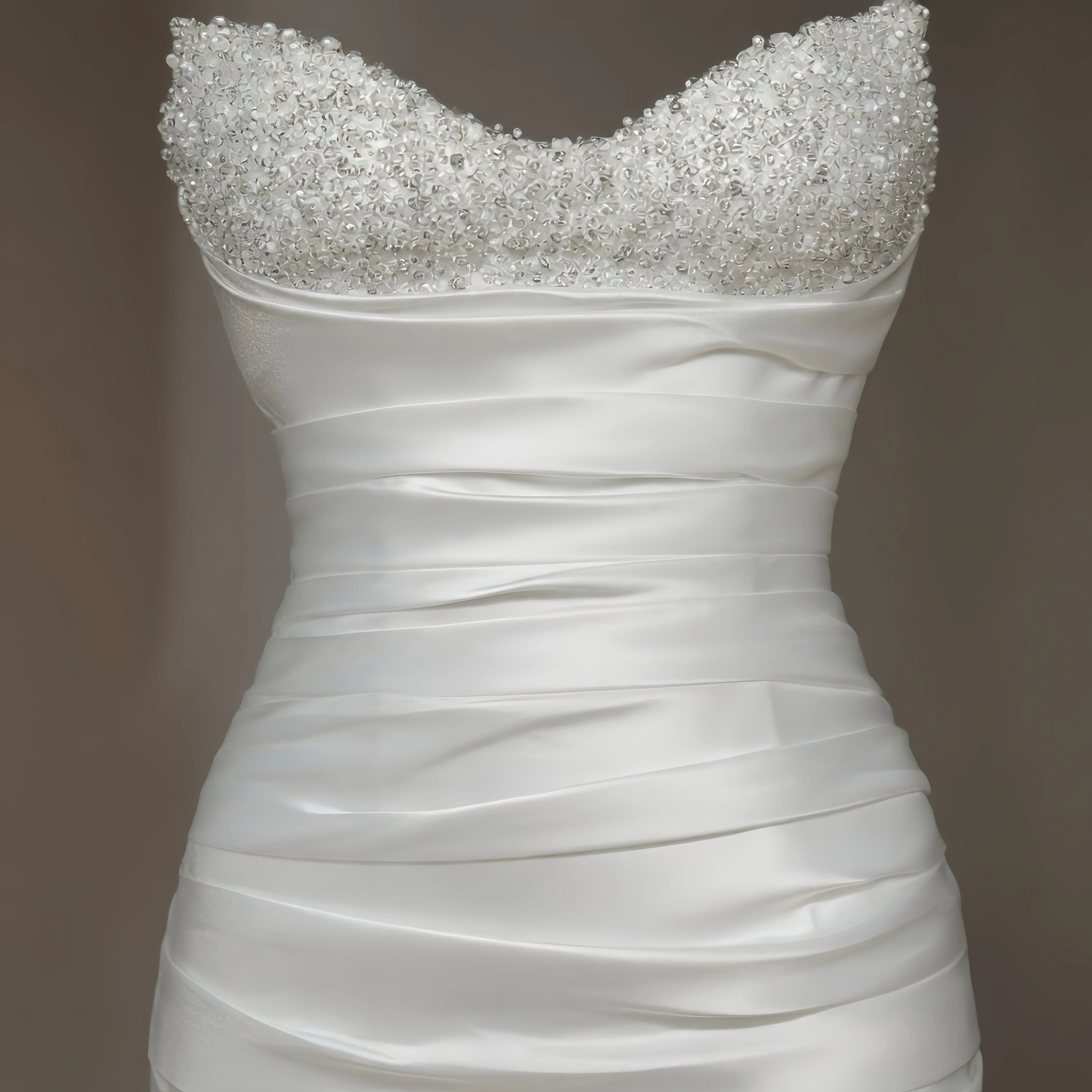 ZIBUYU Customized Elegant Satin Mermaid Wedding Dress Strapless Beaded Backless Ruched Bridal Gown