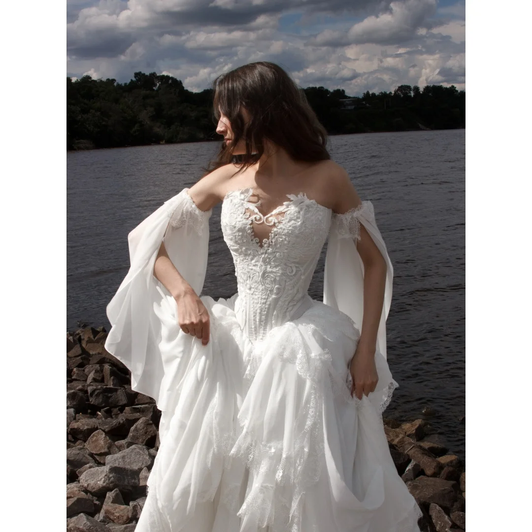 Tokyo Customized Detachable Sleeves Ball Gown Prom Dress Tiered Ruffle Lace Embroidery vestidos de noche Evening Dresses 2026