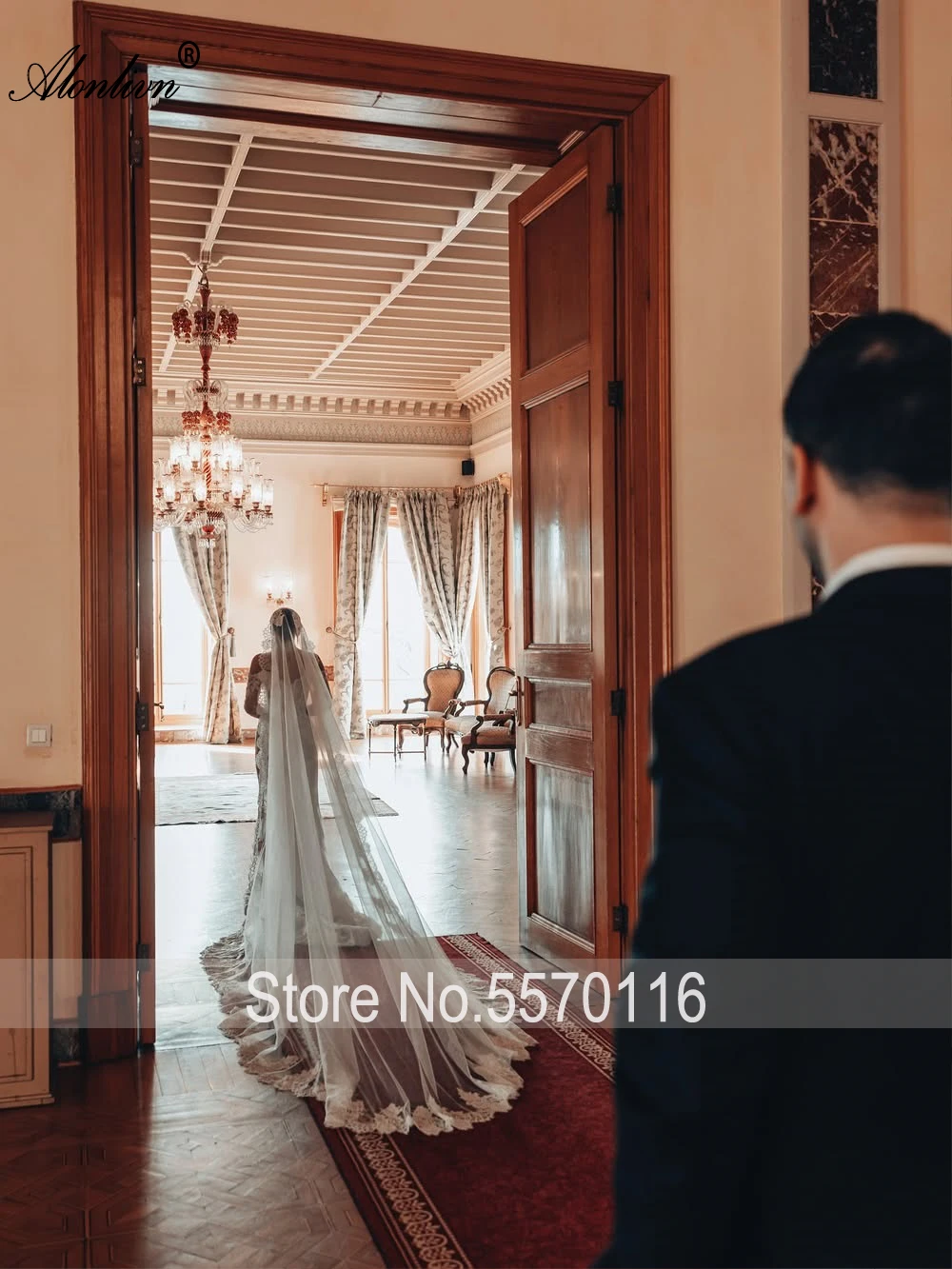 Alonlivn Custom Made Sweetheart Mermaid Wedding Dress With Beaded Appliques Off Shoulder Full Sleeves Trumpet Bridal Gowns