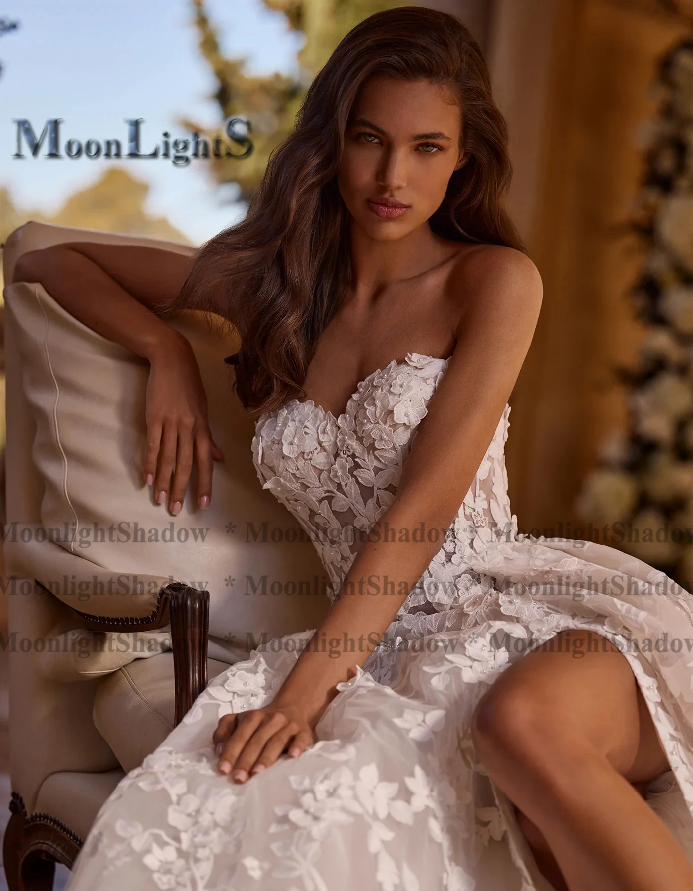 Moonlight Glamorous Sweetheart Wedding Dresses for Women Lace Appliques Front Slit Wedding Guest Gown Robe De Mariage Customized