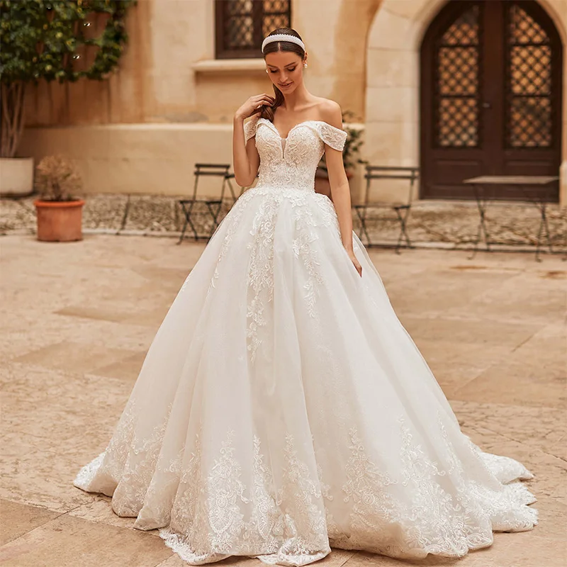 HERBURN Vintage Sweetheart Wedding Dresses for Women Court Train Zipper Lace Appliques Mermaid Vestido De Noiva Customized