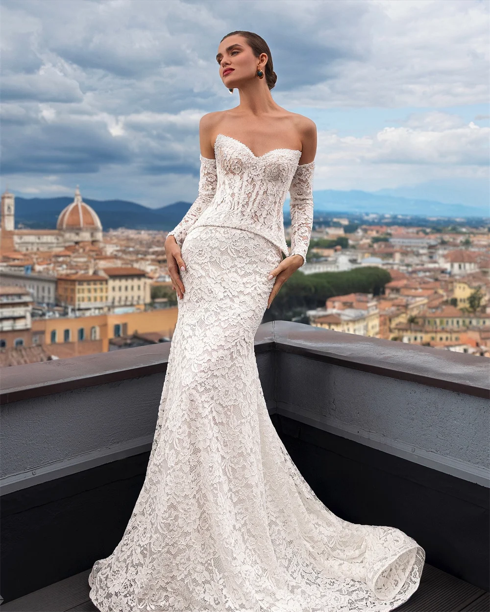 Modern Sweetheart Wedding Dress Two-Piece Set Mermaid Bridal Gown with Sweep Train For Brides свадебное платье