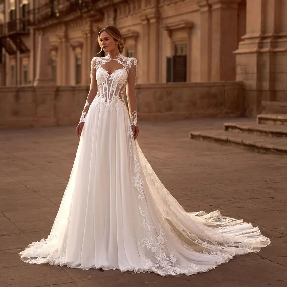Modern Exquisite Appliques A-Line Wedding Dress Romantic Sweetheart Spaghetti Straps Vintage Bridal Gown two-piece Vestidos De