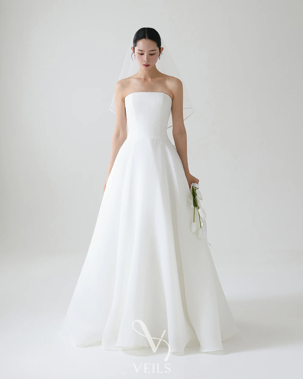 OLOEY Simple White Wedding Dress Strapless A-Line Bridal Gown Elegant Korean Style Backless Civil Evening Dresses Vestidos