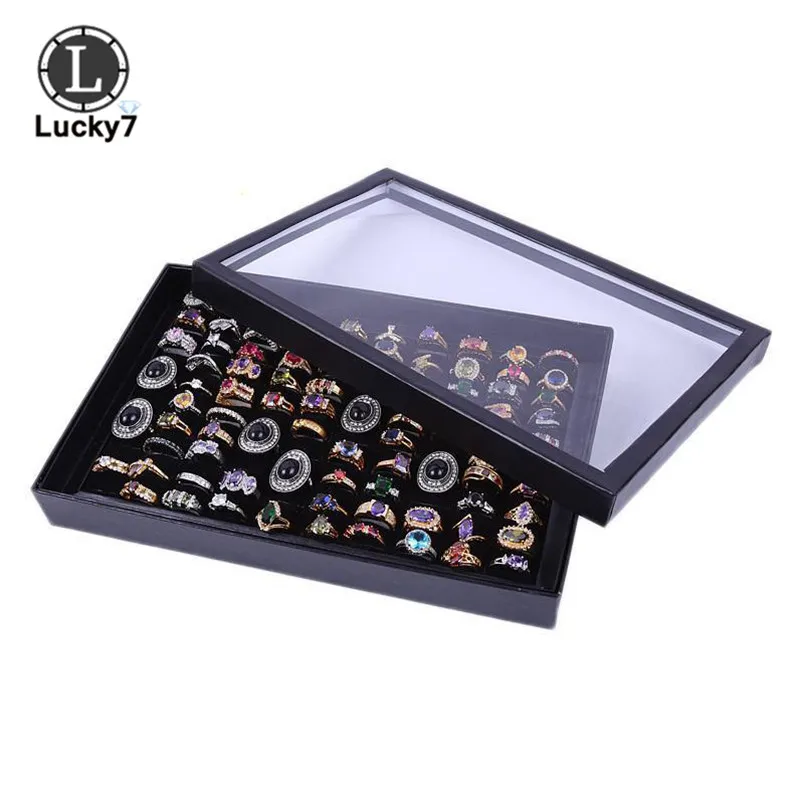 100-position Ring Tray Velvet Sponge Ring Display Box Cardboard Jewelry Storage Box Dust-proof Cover Tray