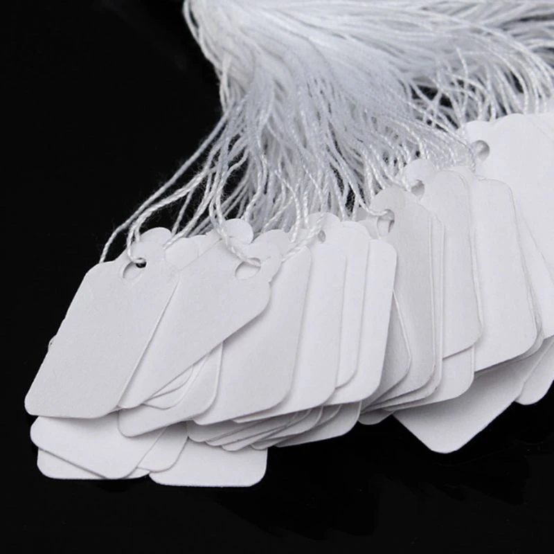 Jewelry Labels Business Cards 100Pcs/lot Price Tags Diy Tie String Jewelry Display Label Gold and Silver Small Tag