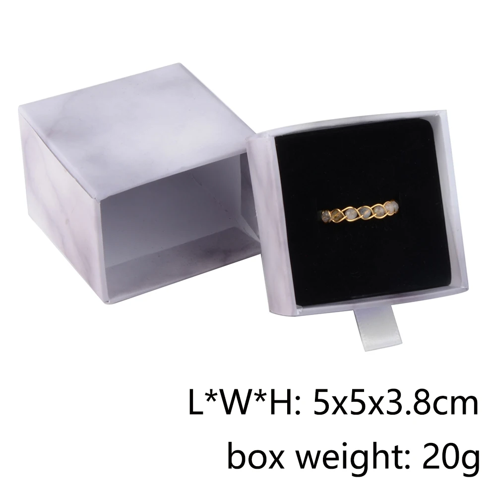 Chanfar 10pcs/Lot Cardboard Sliding Drawer Ring Necklace Jewelry Gift Packaging Box With Ribbon Rope Black Kraft Cotton Filled