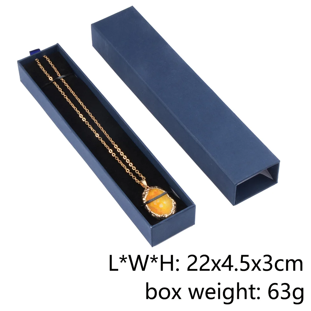 Chanfar 10pcs/Lot Cardboard Sliding Drawer Ring Necklace Jewelry Gift Packaging Box With Ribbon Rope Black Kraft Cotton Filled