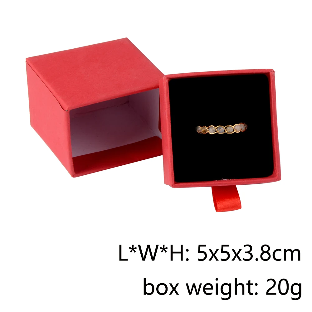 Chanfar 10pcs/Lot Cardboard Sliding Drawer Ring Necklace Jewelry Gift Packaging Box With Ribbon Rope Black Kraft Cotton Filled
