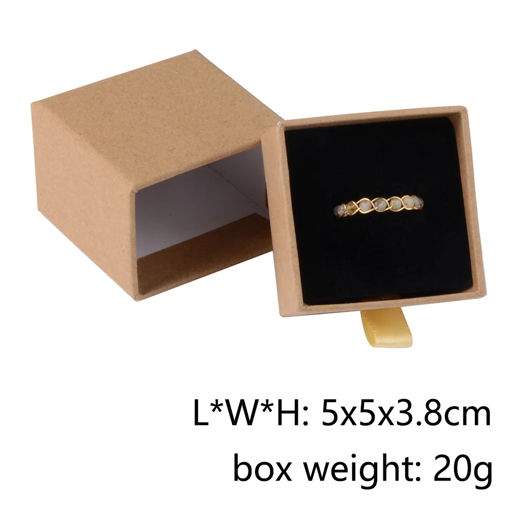 Chanfar 10pcs/Lot Cardboard Sliding Drawer Ring Necklace Jewelry Gift Packaging Box With Ribbon Rope Black Kraft Cotton Filled