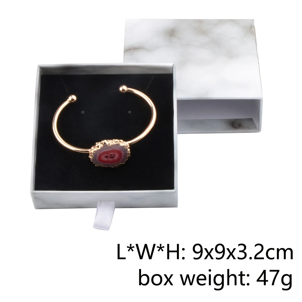 Chanfar 10pcs/Lot Cardboard Sliding Drawer Ring Necklace Jewelry Gift Packaging Box With Ribbon Rope Black Kraft Cotton Filled