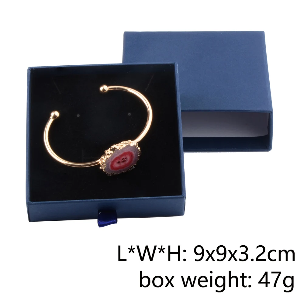 Chanfar 10pcs/Lot Cardboard Sliding Drawer Ring Necklace Jewelry Gift Packaging Box With Ribbon Rope Black Kraft Cotton Filled