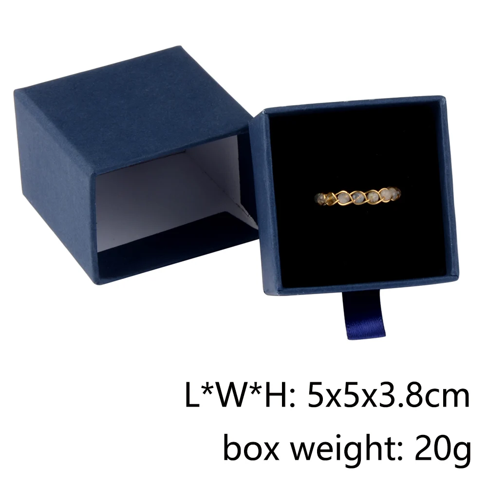 Chanfar 10pcs/Lot Cardboard Sliding Drawer Ring Necklace Jewelry Gift Packaging Box With Ribbon Rope Black Kraft Cotton Filled