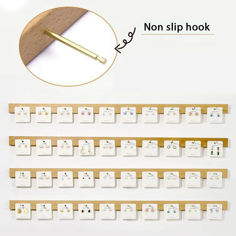 Jewelry Wood Wall Hanger Display Stand Gold Silver Hook Up Earring Necklace Organizer Storage Holder Shop Wall-mounted Decor
