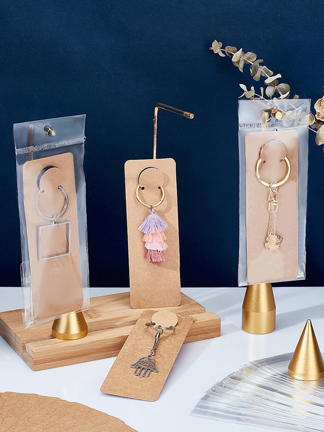 Keychain Necklace Paper Display Holder Keyring Organizers Cards Transparent Self-Sealing Bags for Making Packaging Findings