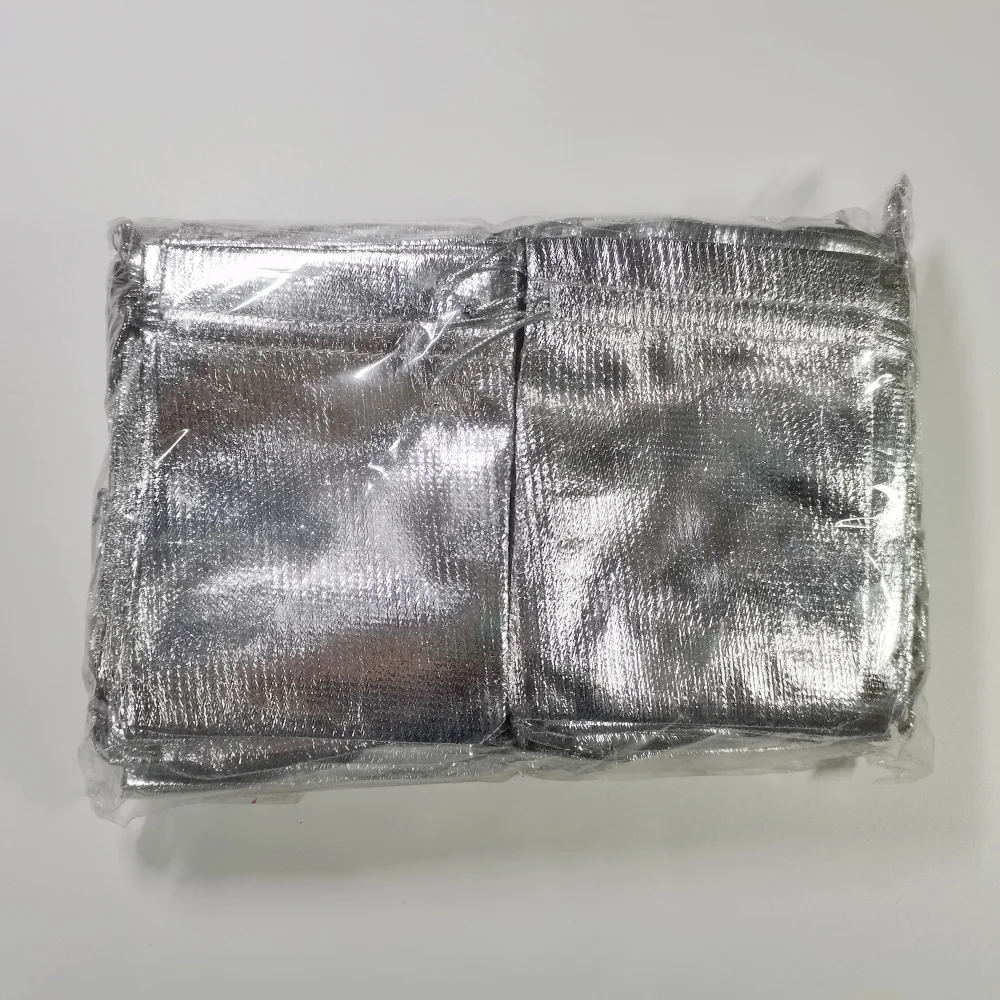 100pcs/lot 5x7 7x9 9x12 10x15cm Golden/Silver Color Drawstring Organza Bag Christmas Wedding Gift Pouches Jewelry Packaging Bags
