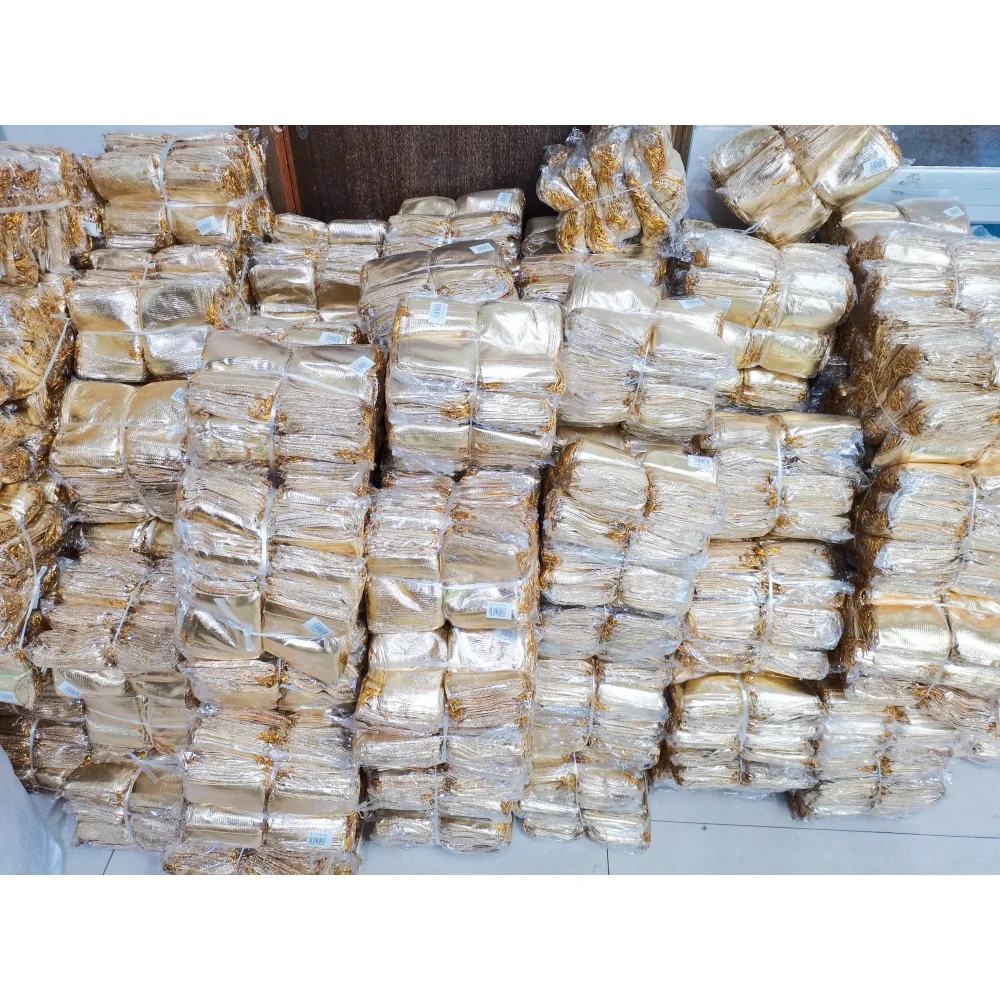 100pcs/lot 5x7 7x9 9x12 10x15cm Golden/Silver Color Drawstring Organza Bag Christmas Wedding Gift Pouches Jewelry Packaging Bags