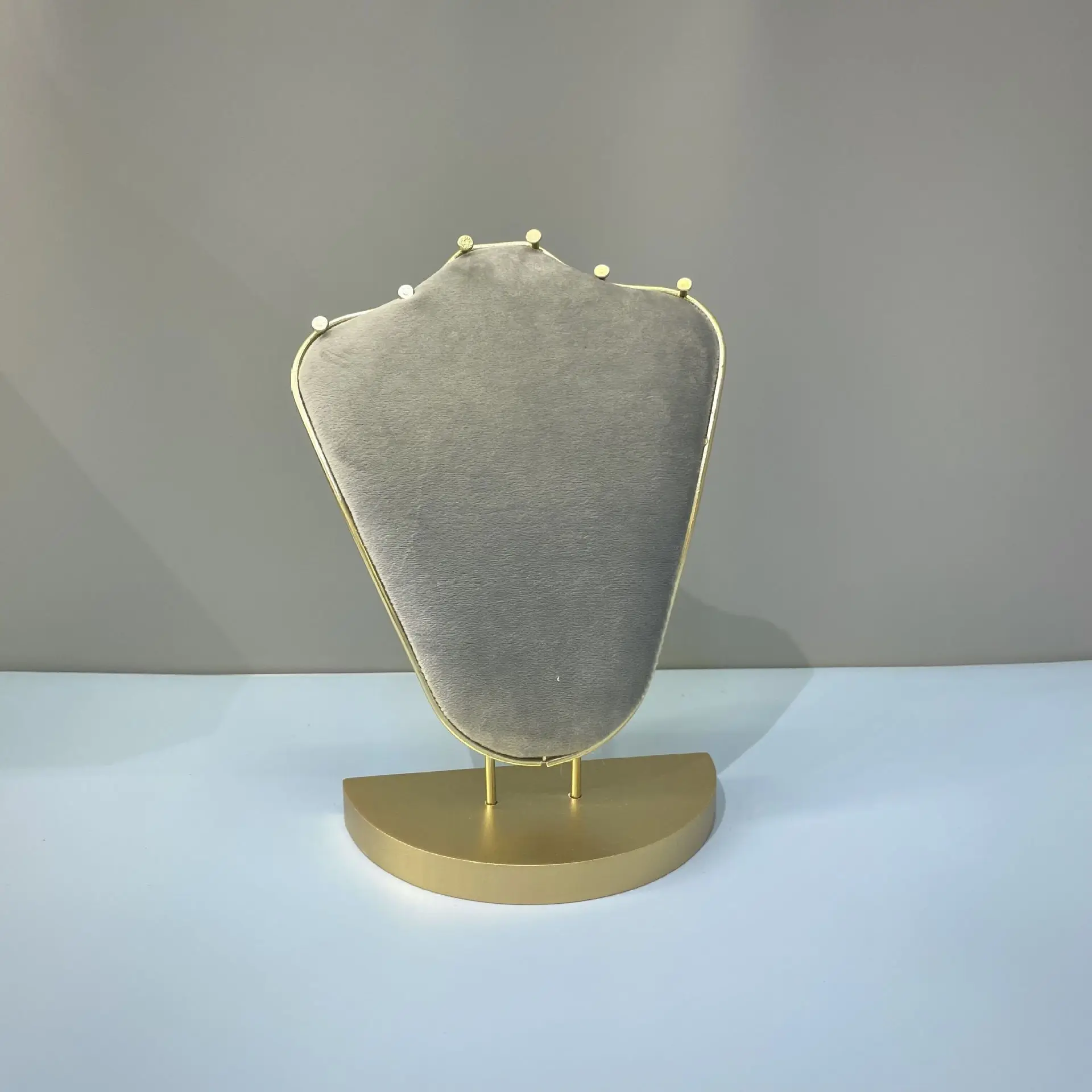 Hot Sale Gray Beige Velvet Necklace Jewelry Display Earrings Stand Organizer Pendants Mannequin Model Bust Show Rack