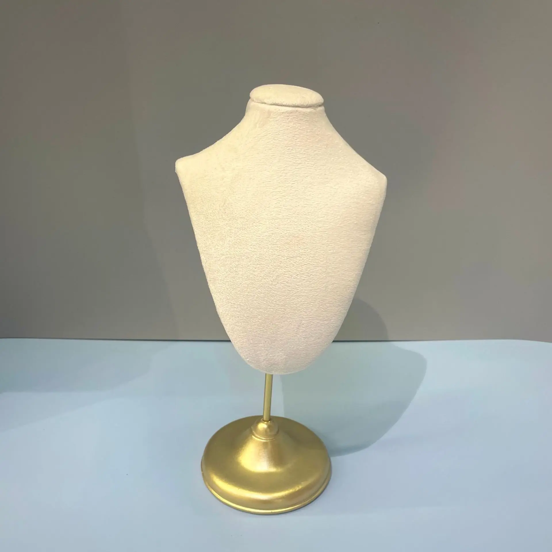 Hot Sale Gray Beige Velvet Necklace Jewelry Display Earrings Stand Organizer Pendants Mannequin Model Bust Show Rack