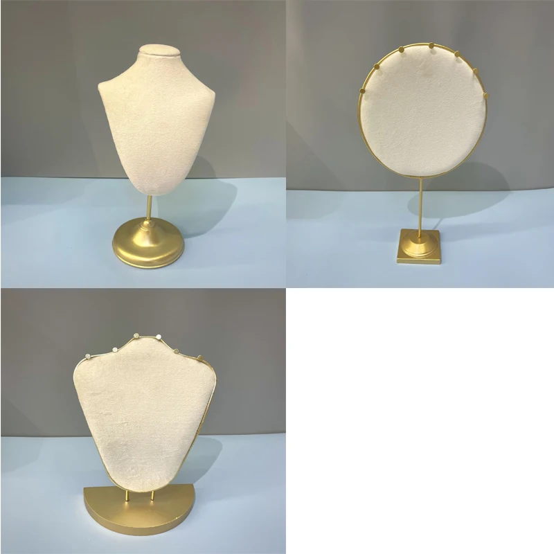 Hot Sale Gray Beige Velvet Necklace Jewelry Display Earrings Stand Organizer Pendants Mannequin Model Bust Show Rack