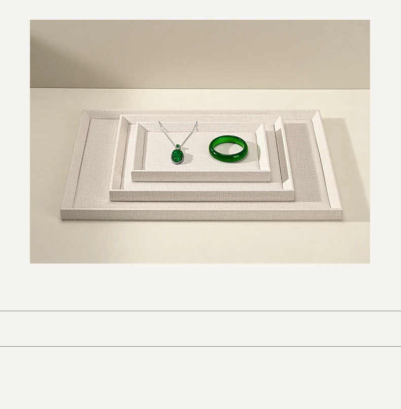 Oirlv Beige/Grey Jewelry Display Trays Linen/Velvet-Lined – Ideal for Showcasing Necklaces/Bracelets To Retail Jeweler or Home