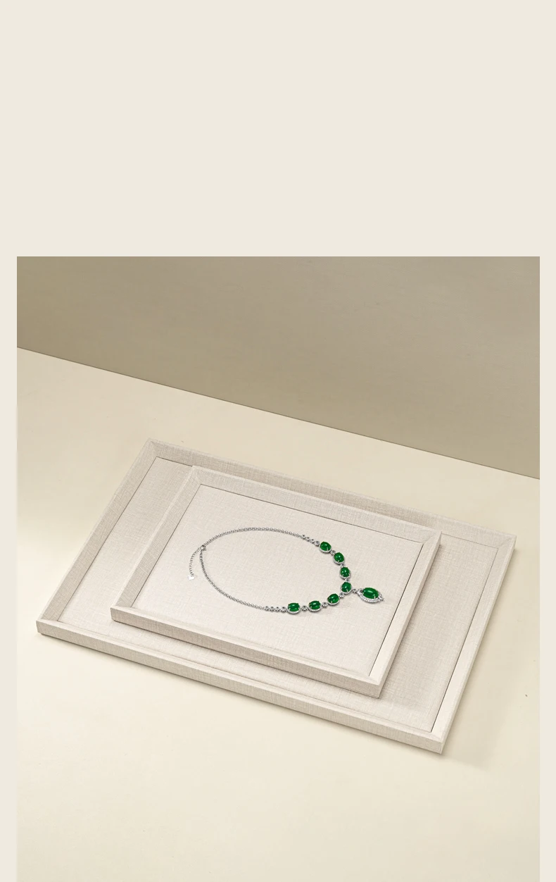 Oirlv Beige/Grey Jewelry Display Trays Linen/Velvet-Lined – Ideal for Showcasing Necklaces/Bracelets To Retail Jeweler or Home