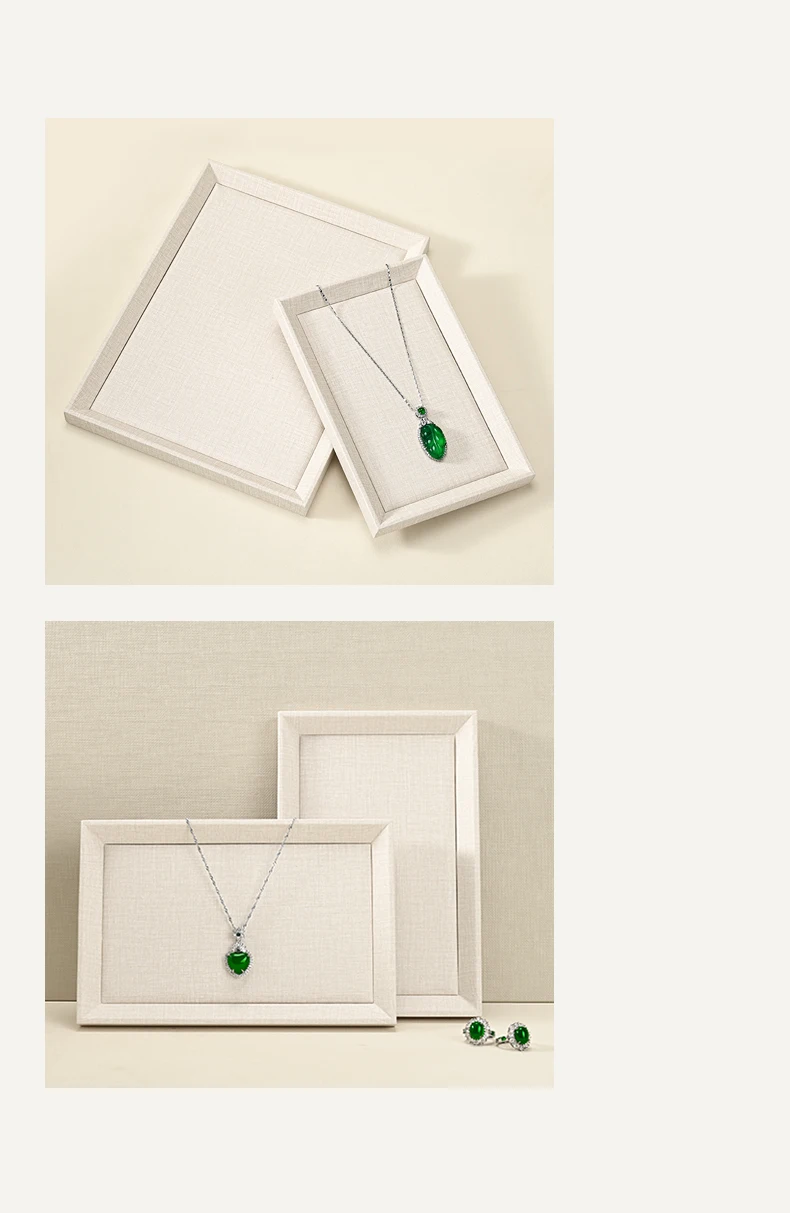 Oirlv Beige/Grey Jewelry Display Trays Linen/Velvet-Lined – Ideal for Showcasing Necklaces/Bracelets To Retail Jeweler or Home