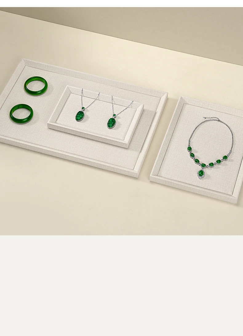 Oirlv Beige/Grey Jewelry Display Trays Linen/Velvet-Lined – Ideal for Showcasing Necklaces/Bracelets To Retail Jeweler or Home