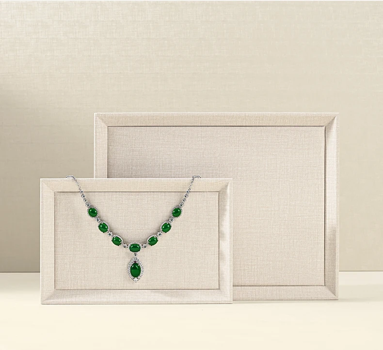 Oirlv Beige/Grey Jewelry Display Trays Linen/Velvet-Lined – Ideal for Showcasing Necklaces/Bracelets To Retail Jeweler or Home