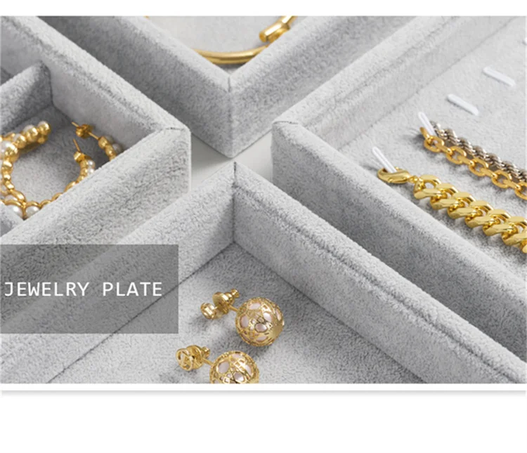 Oirlv 24 Grid Ice Velvet Jewelry Drawer Organizer Tray Stackable Jewelry Tray for Ring Earring Necklace Bracelet Storage Display