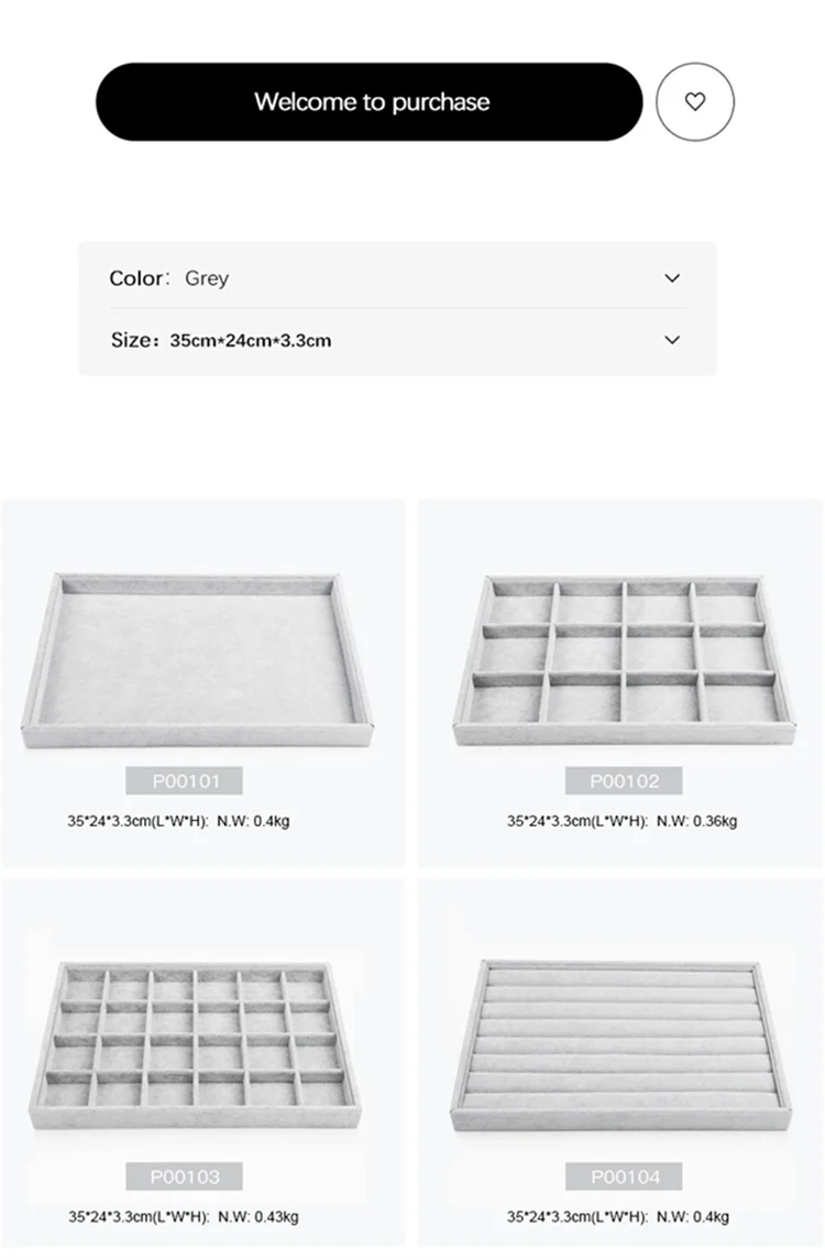 Oirlv 24 Grid Ice Velvet Jewelry Drawer Organizer Tray Stackable Jewelry Tray for Ring Earring Necklace Bracelet Storage Display