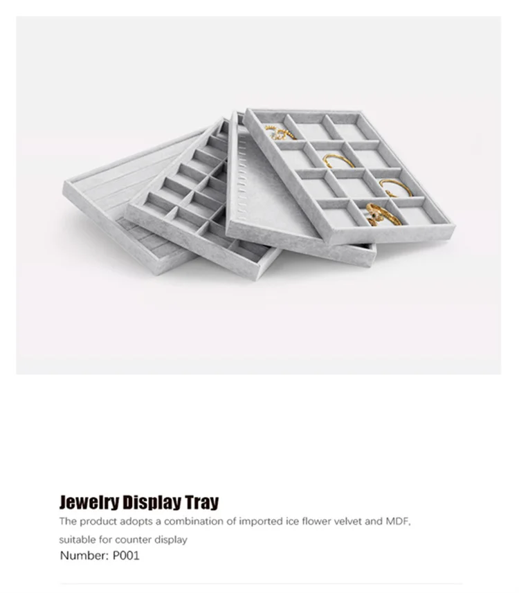 Oirlv 24 Grid Ice Velvet Jewelry Drawer Organizer Tray Stackable Jewelry Tray for Ring Earring Necklace Bracelet Storage Display