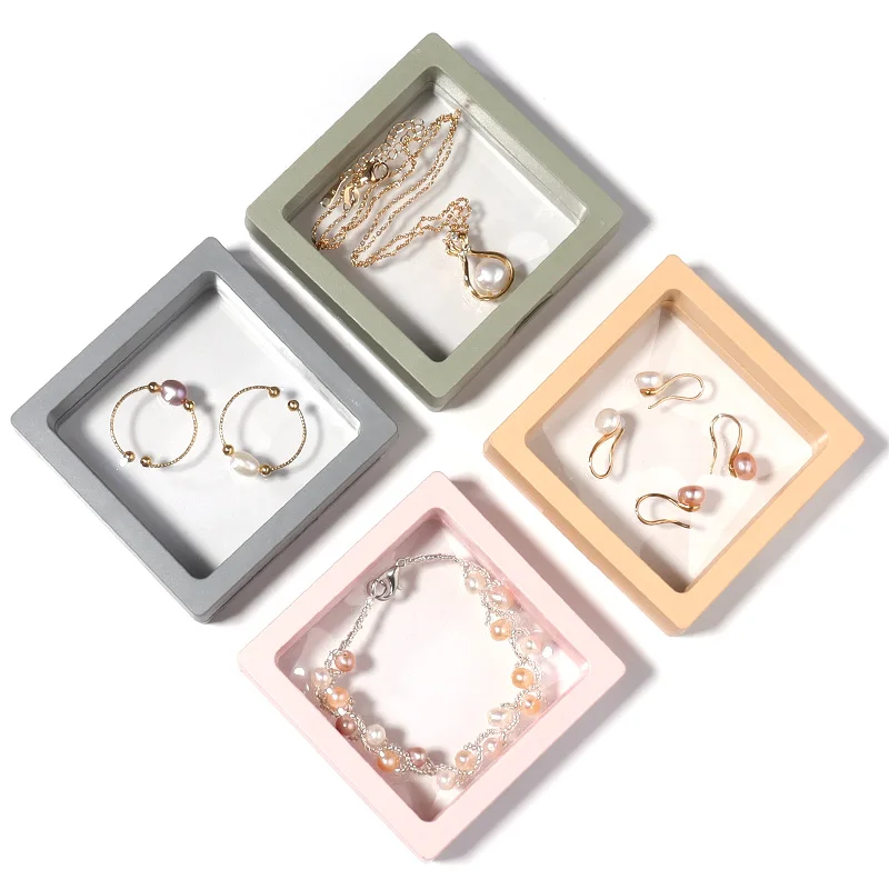 Transparent PE Floating Frame Display Case Jewelry Earring Antioxidant Storage Box Gifts Elastic Film Dustproof Packaging Box