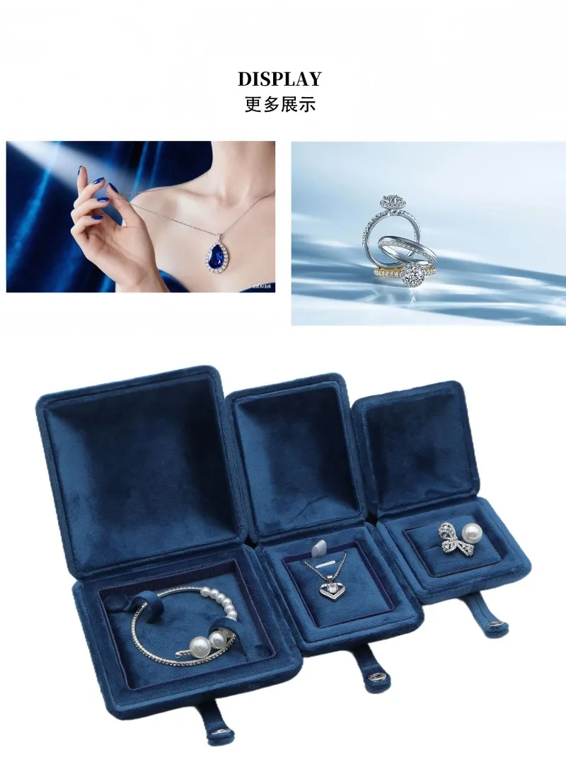 Luxury Velvet Jewelry Gift Box Premium Ring Earring Pendant Display Case Travel Bracelet Organizer Storage for Ladies Birthday