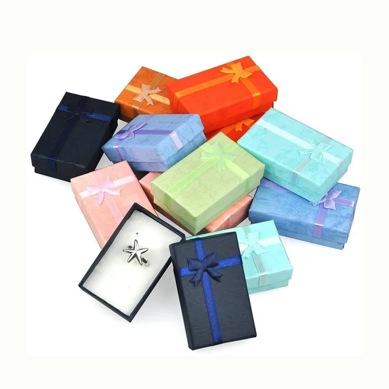 32pcs Jewelry Box 8x5cm Black Necklace Box for Ring Gift Box Paper Jewellery Box Packaging Bracelet Earring Display with Sponge