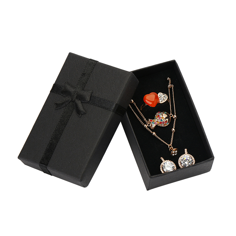 32pcs Jewelry Box 8x5cm Black Necklace Box for Ring Gift Box Paper Jewellery Box Packaging Bracelet Earring Display with Sponge
