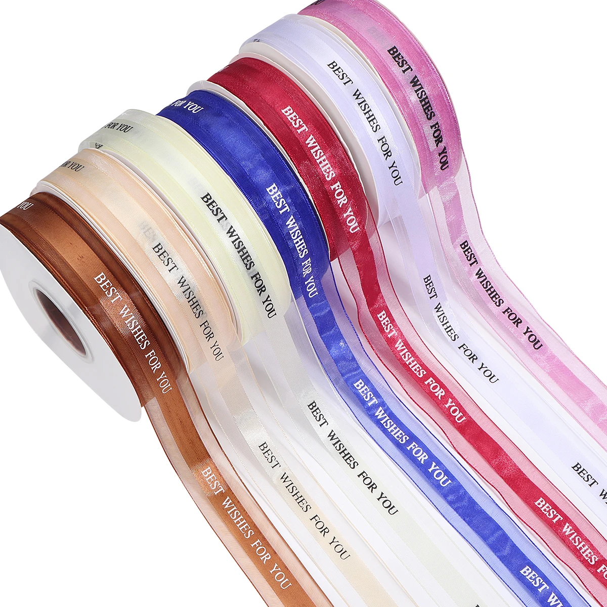 45yards/lot 25mm Polyester Ribbon Printed Best Wishes For You Ribbon For Handmade Design Wedding Invitation Bouquet Gift Packing