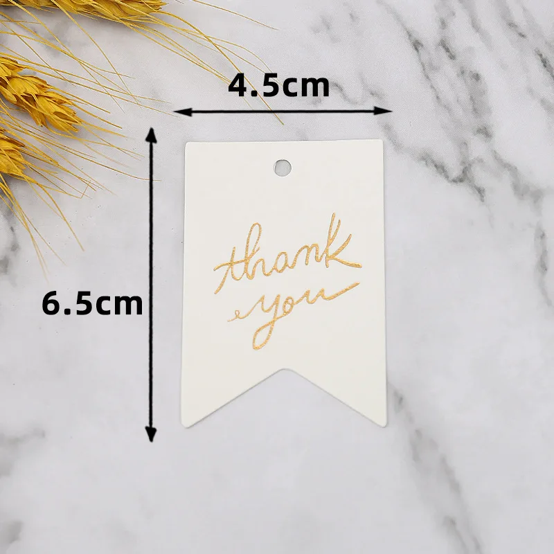 50-100pcs Gold Stamping Thank You Paper Card Tags Black White Black Handmade Gift Wrapping DIY Jewelry Packing Wholesale
