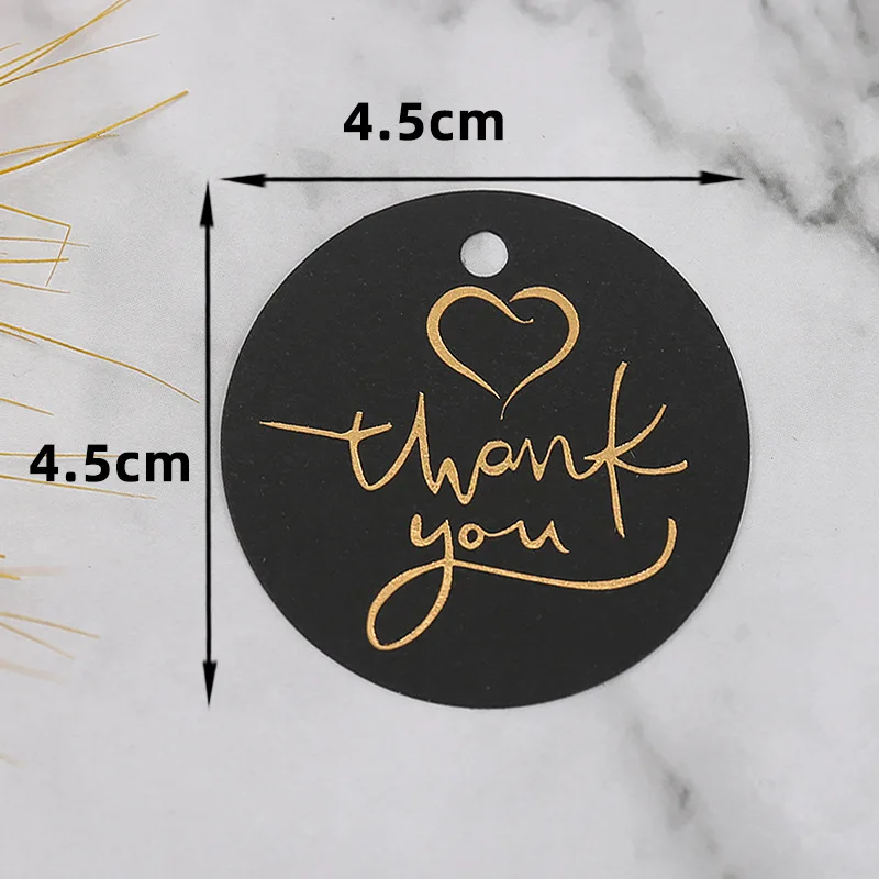 50-100pcs Gold Stamping Thank You Paper Card Tags Black White Black Handmade Gift Wrapping DIY Jewelry Packing Wholesale