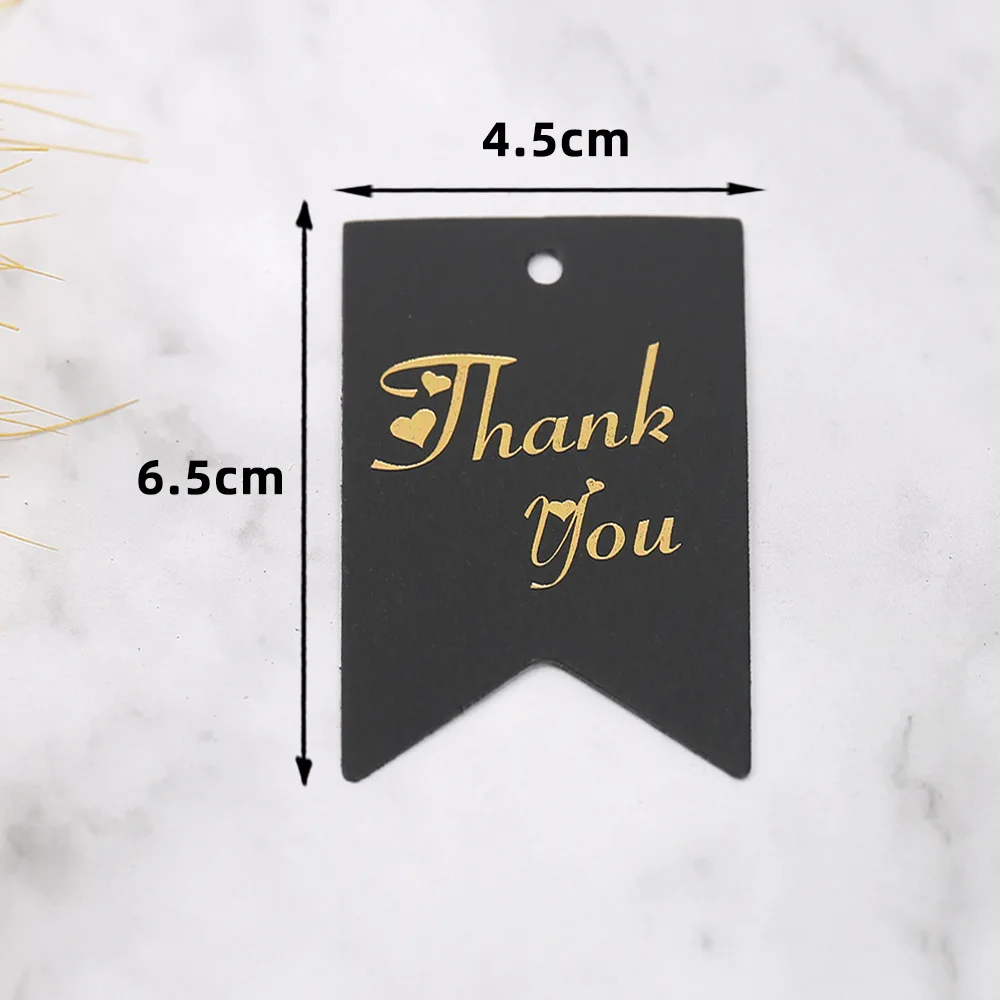 50-100pcs Gold Stamping Thank You Paper Card Tags Black White Black Handmade Gift Wrapping DIY Jewelry Packing Wholesale