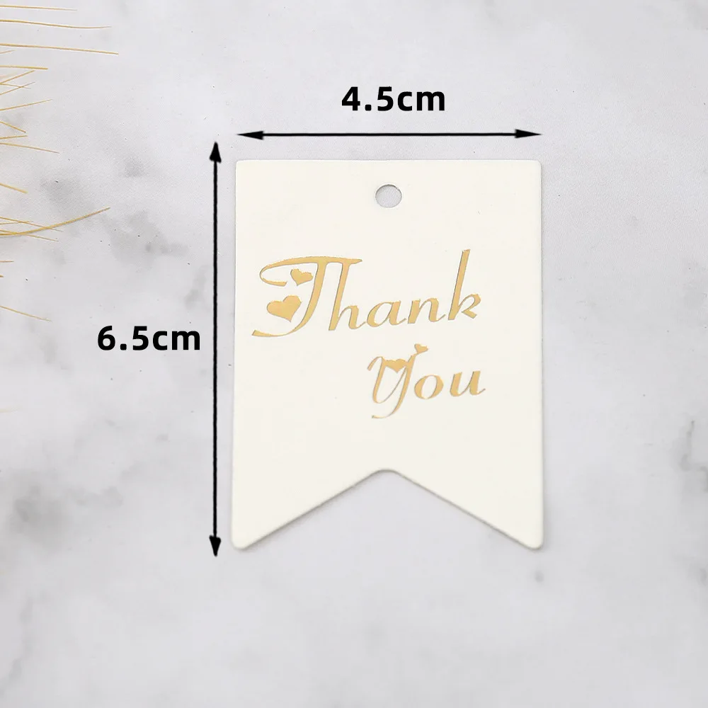 50-100pcs Gold Stamping Thank You Paper Card Tags Black White Black Handmade Gift Wrapping DIY Jewelry Packing Wholesale