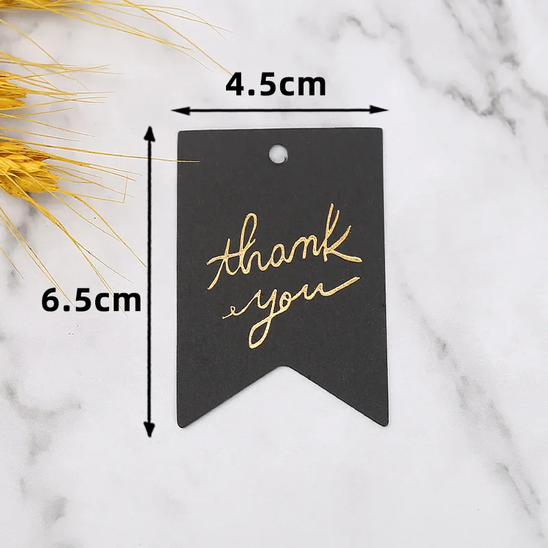 50-100pcs Gold Stamping Thank You Paper Card Tags Black White Black Handmade Gift Wrapping DIY Jewelry Packing Wholesale