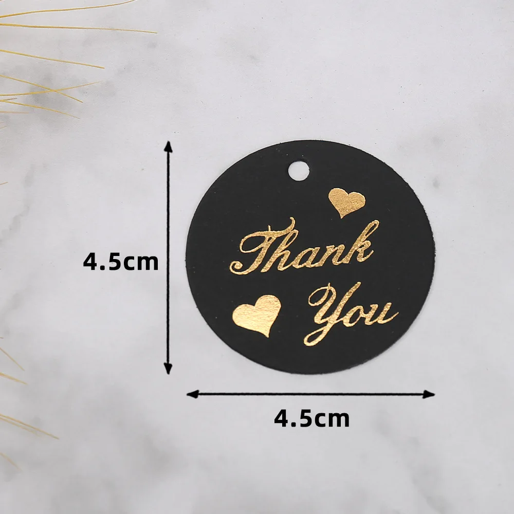 50-100pcs Gold Stamping Thank You Paper Card Tags Black White Black Handmade Gift Wrapping DIY Jewelry Packing Wholesale