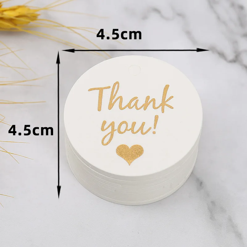 50-100pcs Gold Stamping Thank You Paper Card Tags Black White Black Handmade Gift Wrapping DIY Jewelry Packing Wholesale