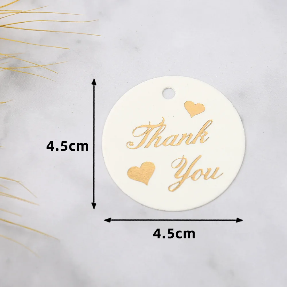 50-100pcs Gold Stamping Thank You Paper Card Tags Black White Black Handmade Gift Wrapping DIY Jewelry Packing Wholesale